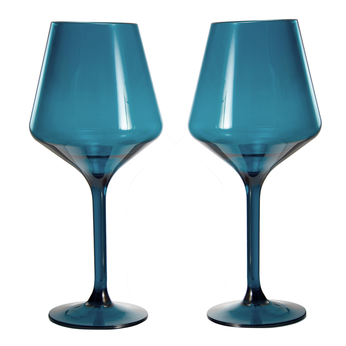 Floating Wine Glasses for Pool - Set of 2-15 OZ Shatterproof Poolside Wine Glasses, Tritan Plastic Reusable, Beach Outdoor Cocktail, Wine, Champagne, Water Glassware Spring Summer (Muted Blue)