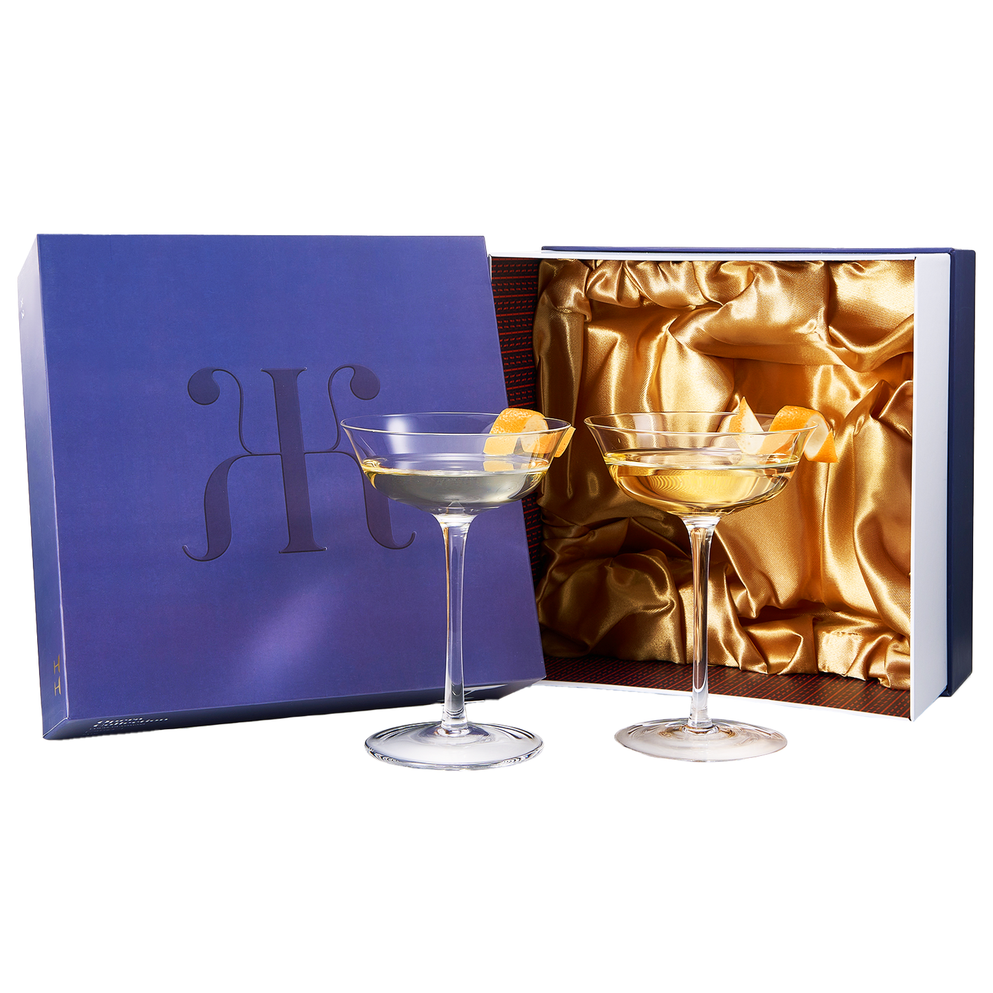 Vintage Crystal Coupe Glasses, Set of 2, Clear Radiance - Champagne, Martini, Cocktails - Hand Blown Classy Glass -Timeless Art Deco Design - Durable Sparkling Cocktail Barware, Home Bar (8 OZ)